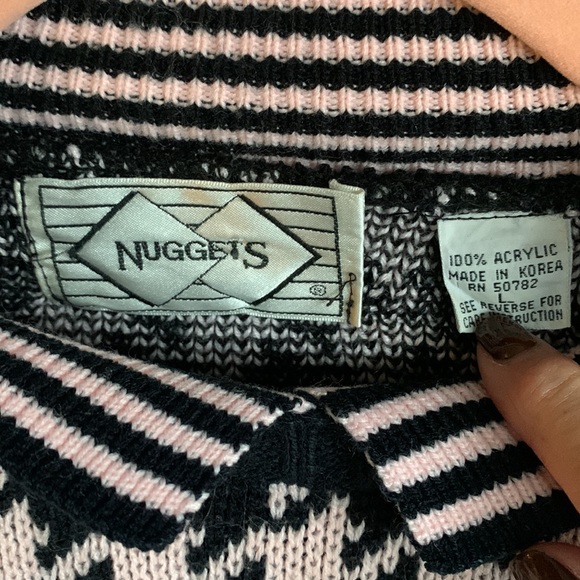 Vtg Nuggets polo houndstooth sweater - Picture 2 of 5